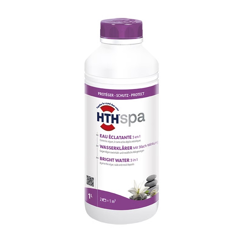 hth Spa Wasserklärer 1 L (1000 ml) gegen Algen, Kalk und metallische Ablagerungen für Whirlpools und Spas