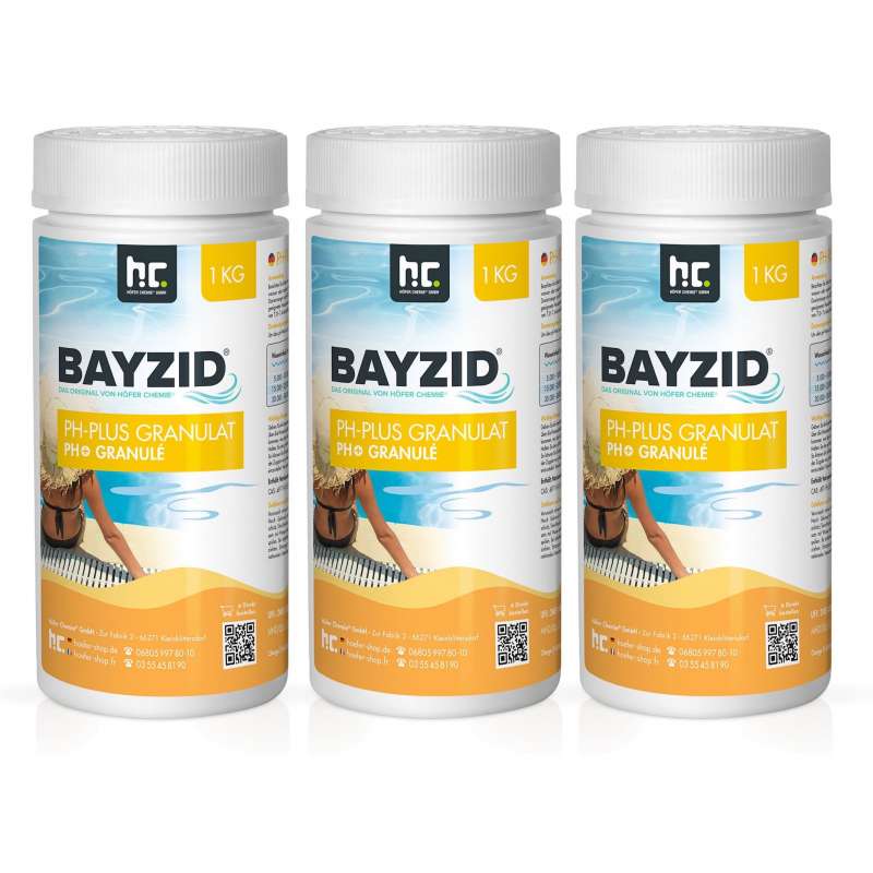 BAYZID® pH Plus Granulat 3x 1 kg zur Anhebung des pH Werts für Pools und Whirlpools