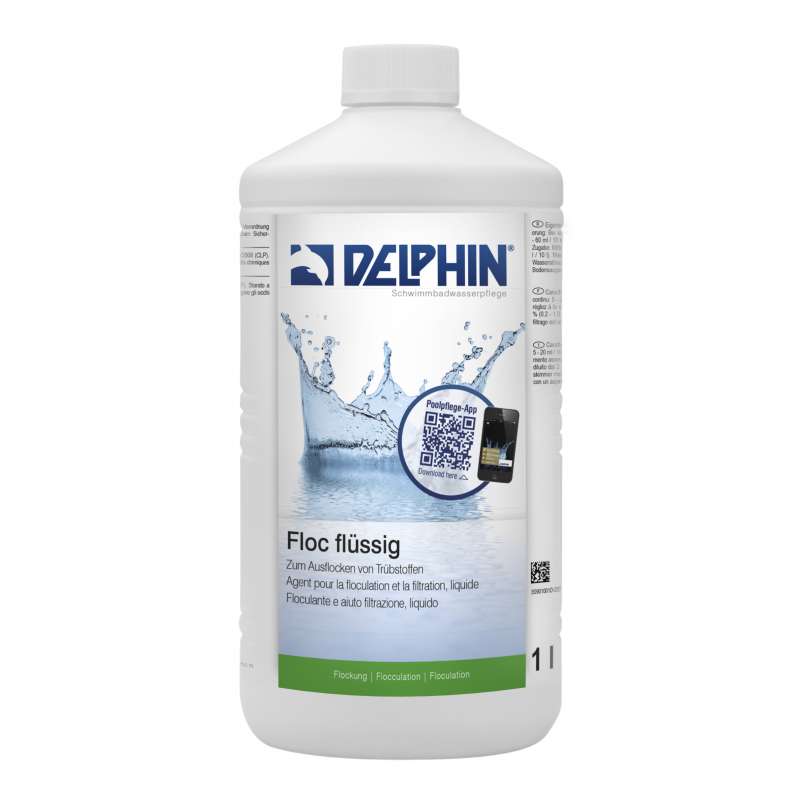 Delphin Floc flüssig Flockungsmittel 1 Liter Schwimmbad Poolpflege 0901001D