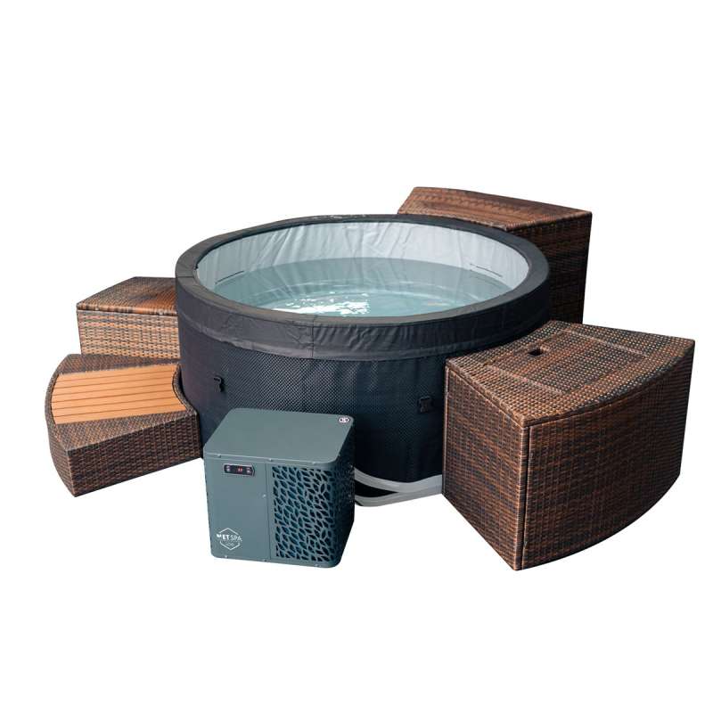 NetSpa Ice Whirlpool halbstarr rund Eisbad mit 5 kW Wärmepumpe inkl. Umrandung