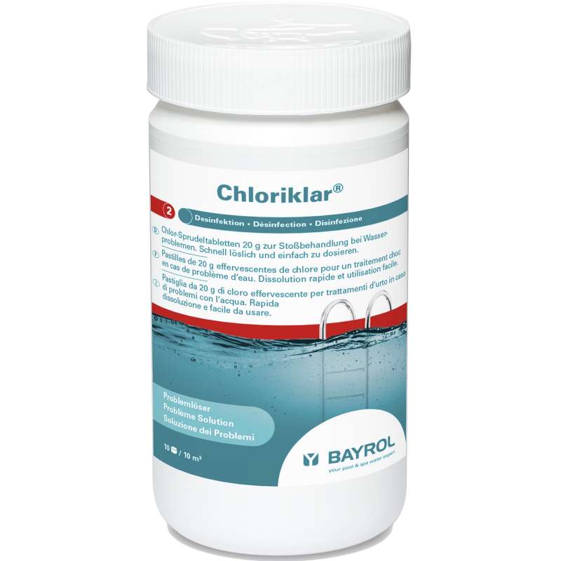 Bayrol Chloriklar 1 kg Dose Chlor Sprudeltabletten 20 g zur Schnelldesinfektion