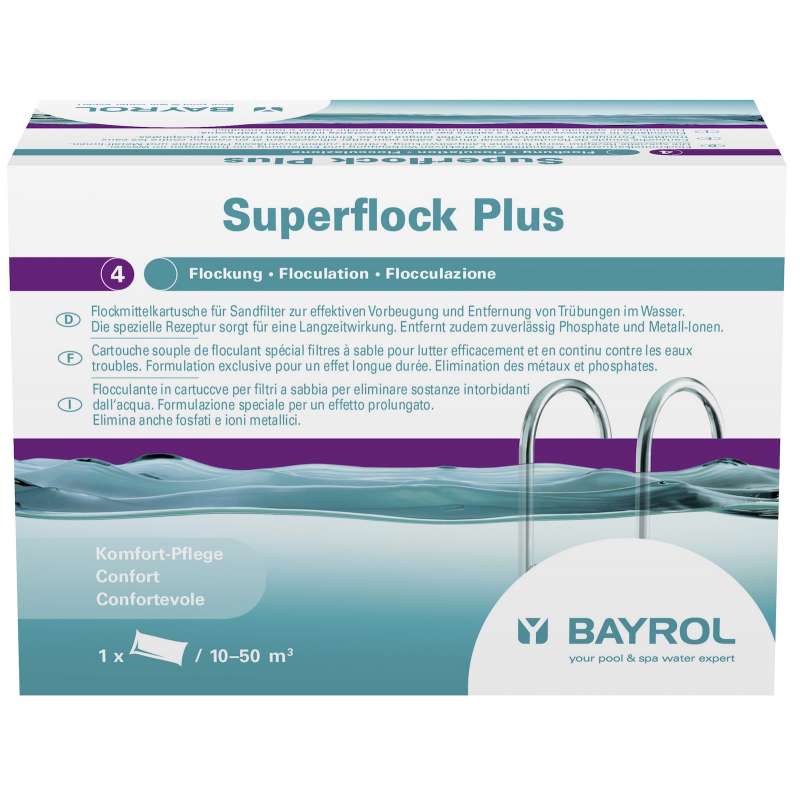 Bayrol Superflock Plus 1 kg Poolpflege 8 x 125g Flockmittelkartuschen 1195292