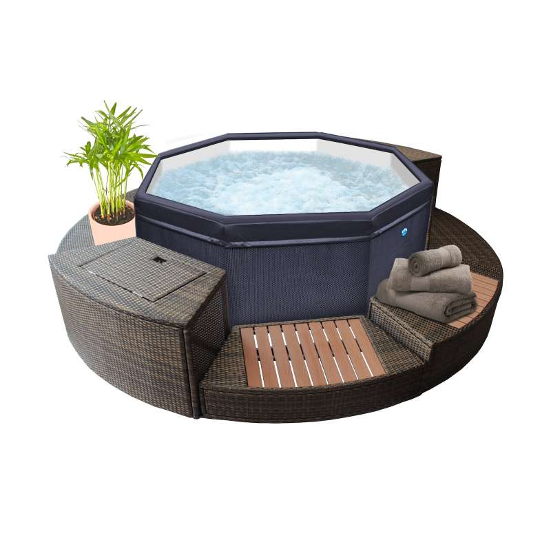 NetSpa Octopus Outdoor Whirlpool halbstarr achteckig für 4-6 Personen inkl. 5 teilige Umrandung