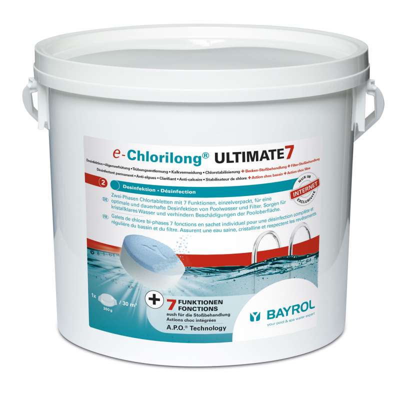 Bayrol E-Chlorilong Ultimate 7 Chlortabletten 300 g mit 7 Funktionen 4,8 kg Inhalt