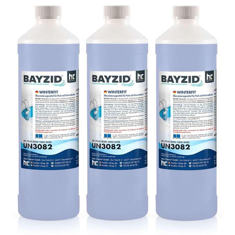 BAYZID® Winterfit Überwinterungsmittel 3x 1 L Wintermittel für Pools und Whirlpools
