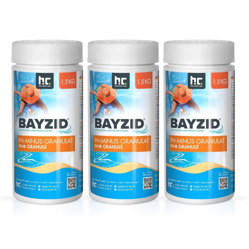 BAYZID® pH Minus Granulat 3x 1,5 kg zur Senkung des pH Werts für Pools und Whirlpools