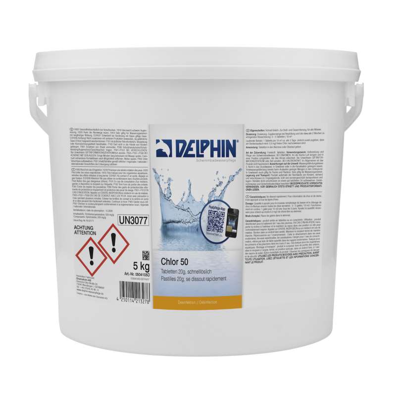 Delphin Chlor 50 5 kg Tabletten à 20g Chlordesinfektion Schnellchlor 0504105D
