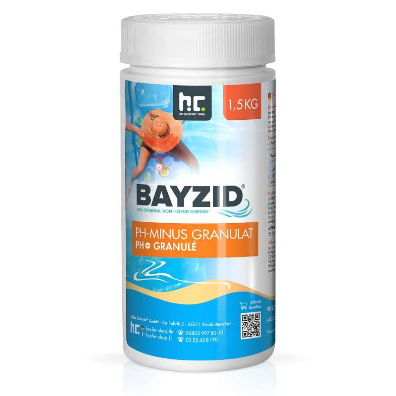 BAYZID® pH Minus Granulat 1,5 kg zur Senkung des pH Werts für Pools und Whirlpools