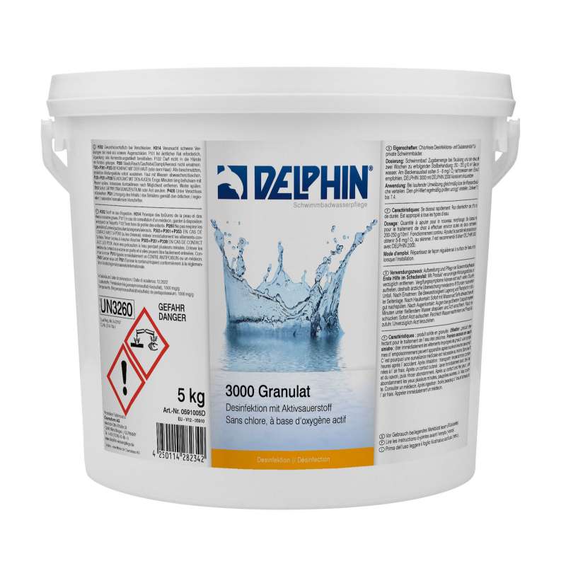 Delphin 3000 Granulat 5 kg schnelllösliches Aktivsauerstoff Schwimmbadpflege Poolpflege