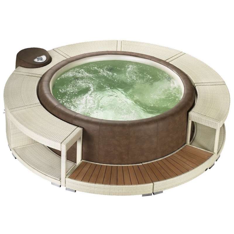 Softub Whirlpool Modell Resort 300 inkl kpl Poly Rattanumrandung white chocolate