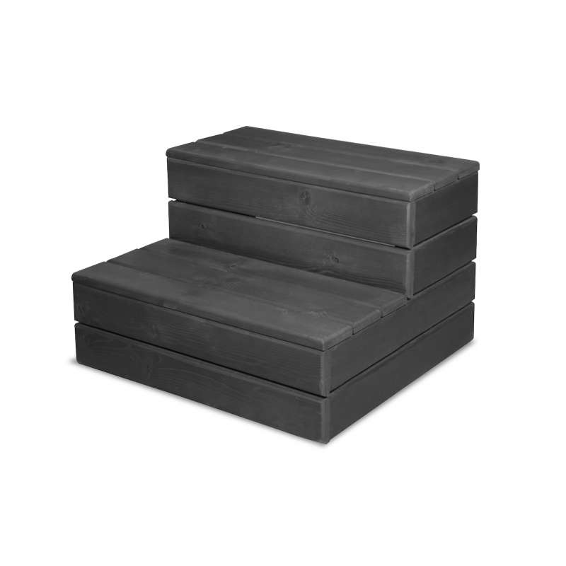 Wellis Holz Treppe mit 2 Stufen Whirlpooltreppe Einstiegstreppe für Whirlpools Dunkelgrau