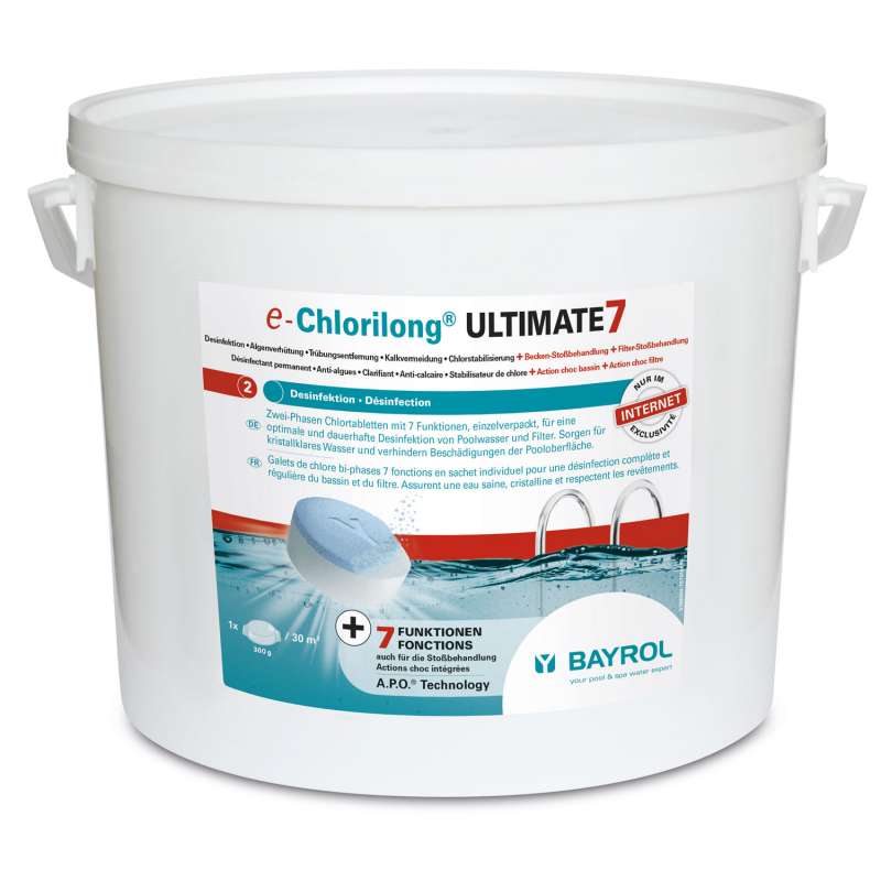 Bayrol e-Chlorilong Ultimate 7 Chlortabletten 300 g mit 7 Funktionen 10,2 kg Eimer