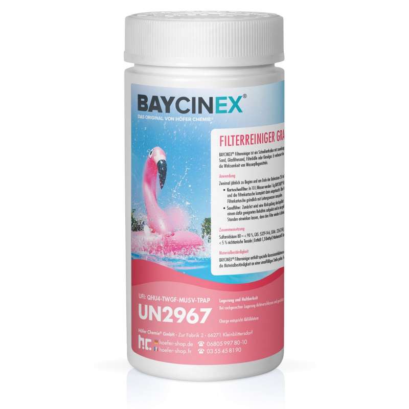 BAYCINEX® Filterreiniger Granulat 1 kg zur Entkalkung aller Filterarten für Pools und Whirlpools