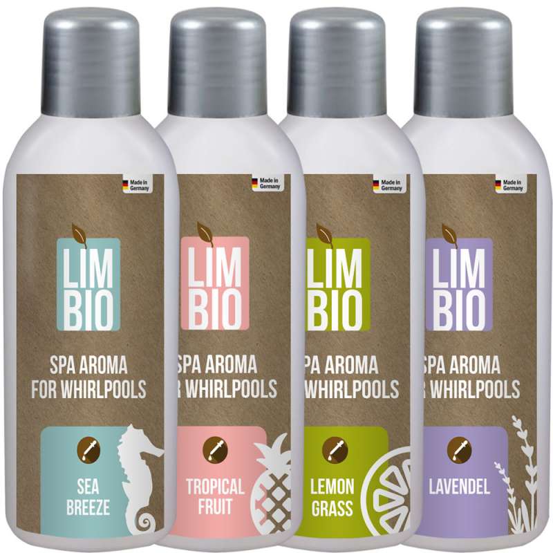 Limbio Aromatherapie Whirlpool Spa Duft Pflege Set 4 Düfte je 250ml