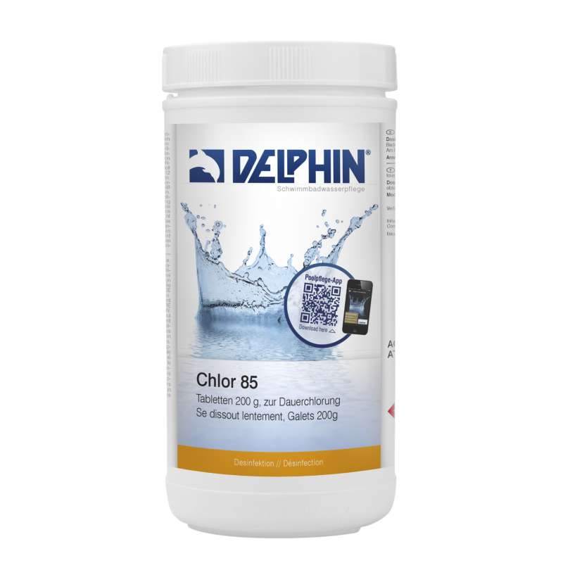 Delphin Chlor 85 Tabletten 200g Inhalt 1 kg Desinfektion Poolpflege 0505701D