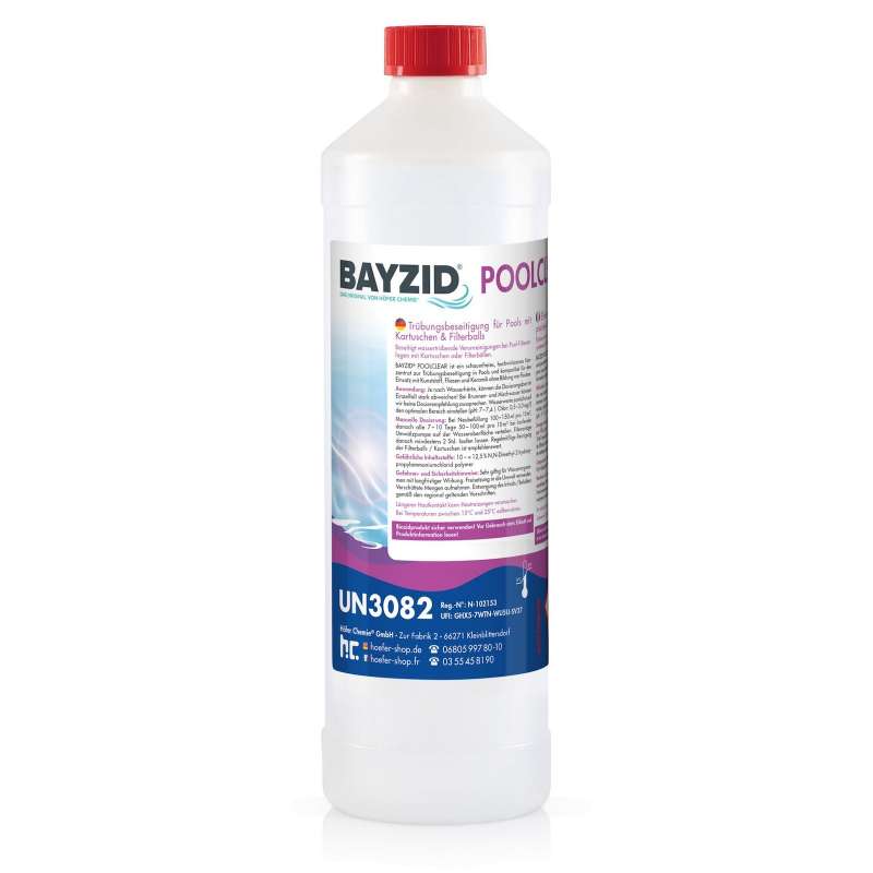 BAYZID® Poolclear 1 L Trübungsbeseitigung Klarmacher für Pools und Whirlpools Klareffekt