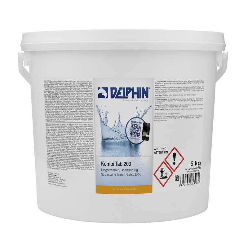 Delphin Kombi Tab 5 kg Chlortablette a 200 g Kombiprodukt Dauerchlor 05077005D