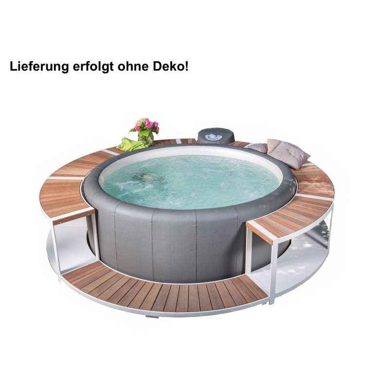 Softub Whirlpool Poseidon® Graphite/Pearl inkl. Stausee Umrandung mit Einstieg Creme