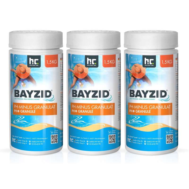 BAYZID® pH Minus Granulat 3x 1,5 kg zur Senkung des pH Werts für Pools und Whirlpools